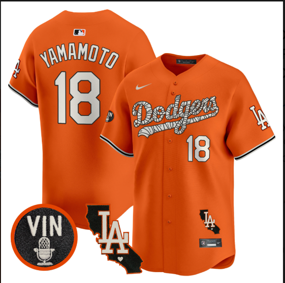 Men Los Angeles Dodgers #18 Yamamoto 2025 orange Limited Stitched Jersey style 2